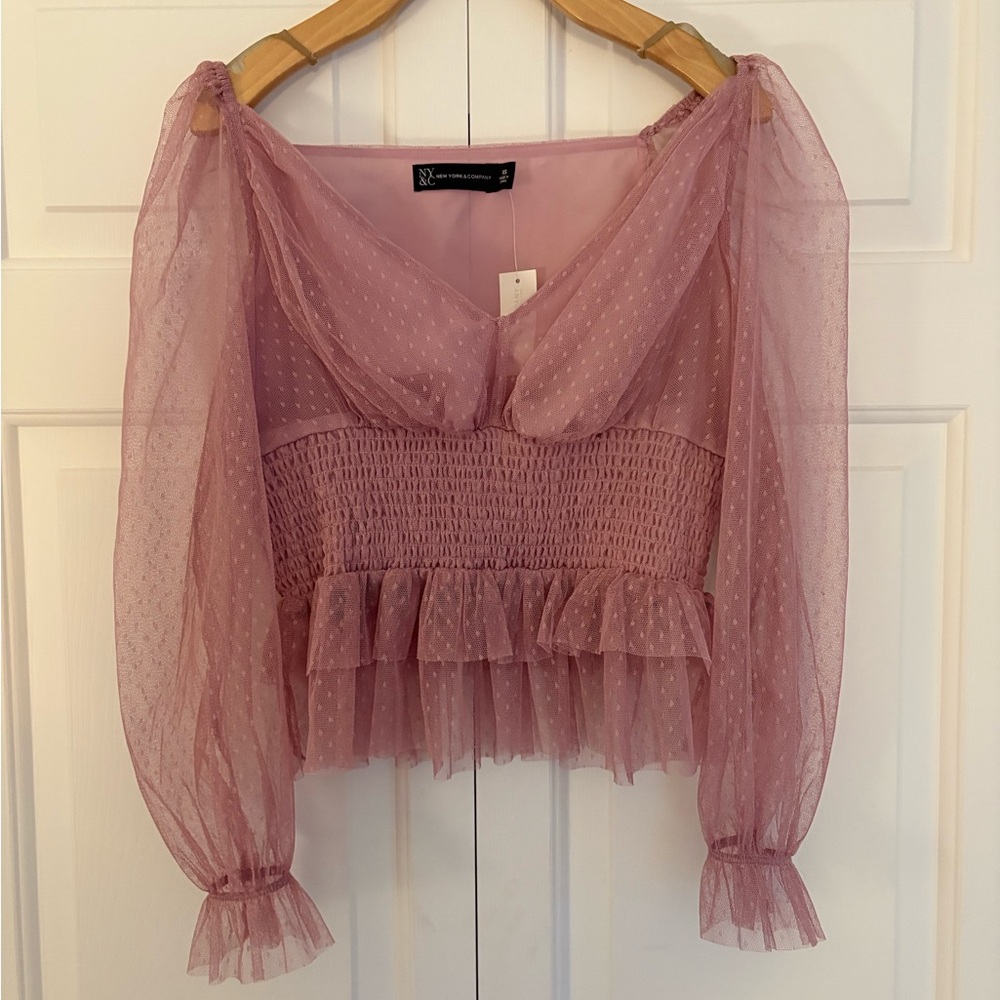 New York & Company Mauve Sheer Blouse